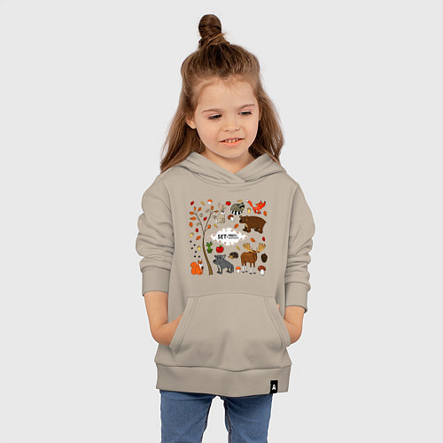Детская толстовка-худи SET OF FOREST ANIMALS / Миндальный – фото 4