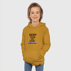 Толстовка детская хлопковая Keep calm Cherepovets Череповец, цвет: горчичный — фото 2