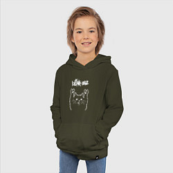 Толстовка детская хлопковая Blink 182 Рок кот, цвет: хаки — фото 2