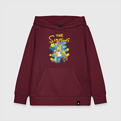 Толстовка детская хлопковая The SimpsonsСемейка Симпсонов, цвет: меланж-бордовый