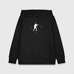 Толстовка детская хлопковая Символ Counter Strike в красном ромбе, цвет: черный