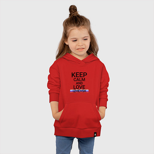 Детская толстовка-худи Keep calm Izhevsk Ижевск / Красный – фото 4