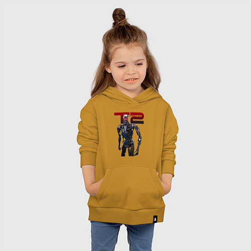 Детская толстовка-худи Terminator 2 - T800 / Горчичный – фото 4