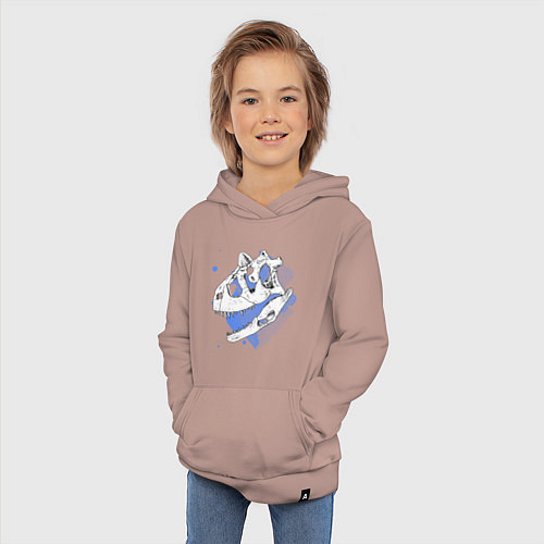 Детская толстовка-худи Череп Динозавра Карнотавр / Пыльно-розовый – фото 3