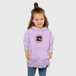 Толстовка детская хлопковая Символ Dota и красная краска вокруг, цвет: лаванда — фото 2