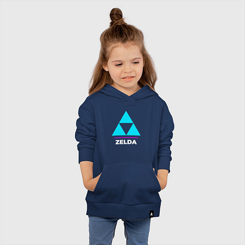 Детская толстовка-худи Символ Zelda в неоновых цветах / Тёмно-синий – фото 4