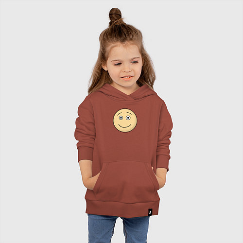 Детская толстовка-худи Улыбающийся смайлик из Дурак Онлайн / Кирпичный – фото 4