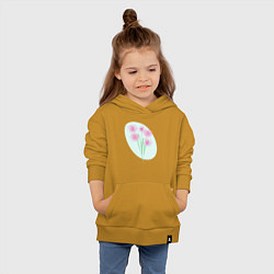 Толстовка детская хлопковая Букет из экзотических цветов Брызги лепестков, цвет: горчичный — фото 2