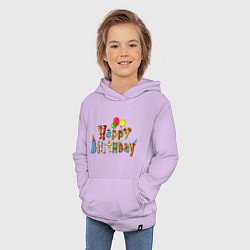 Толстовка детская хлопковая Happy birthday greetings, цвет: лаванда — фото 2