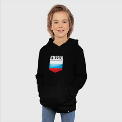 Толстовка детская хлопковая Russia Триколор России, цвет: черный — фото 2