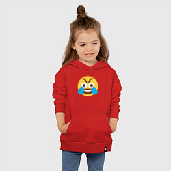 Толстовка детская хлопковая Сумасшедший смеющийся эмодзи-смайл, цвет: красный — фото 2