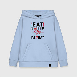 Толстовка детская хлопковая Надпись: Eat Sleep Stray Repeat, цвет: мягкое небо