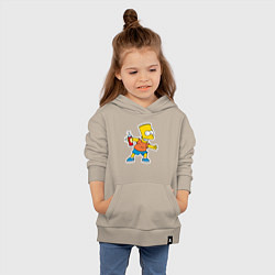 Толстовка детская хлопковая Барт Симпсон с баплончиком для граффити, цвет: миндальный — фото 2