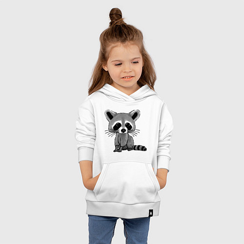 Детская толстовка-худи Милый крошка енот / Белый – фото 4
