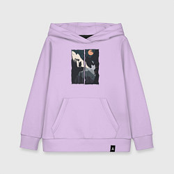 Толстовка детская хлопковая Оранжевая луна и дикий альпинизм, цвет: лаванда