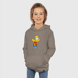 Толстовка детская хлопковая Барт Симпсон - единорог, цвет: утренний латте — фото 2
