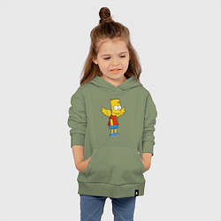 Толстовка детская хлопковая Барт Симпсон - единорог, цвет: авокадо — фото 2
