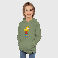 Толстовка детская хлопковая Барт Симпсон - единорог, цвет: авокадо — фото 2