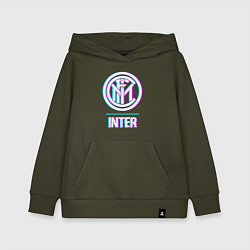 Толстовка детская хлопковая Inter FC в стиле glitch, цвет: хаки