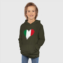 Толстовка детская хлопковая Сердце - Италия, цвет: хаки — фото 2