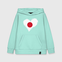 Толстовка детская хлопковая Сердце - Япония, цвет: мятный