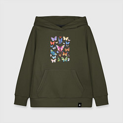 Толстовка детская хлопковая Волшебные бабочки акварелью, цвет: хаки