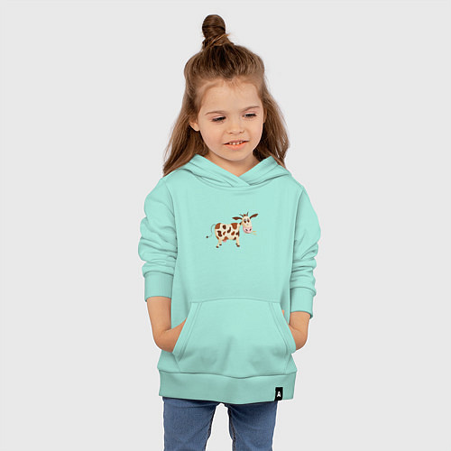 Детская толстовка-худи Корова кушает / Мятный – фото 4