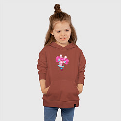 Толстовка детская хлопковая Маленькая девочка с розовыми волосами, цвет: кирпичный — фото 2