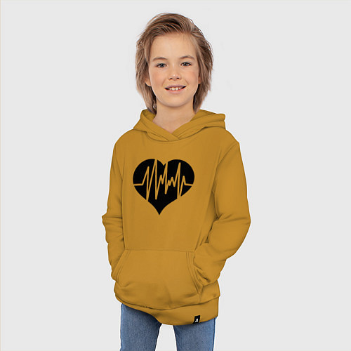 Детская толстовка-худи Кардиограмма сердца / Горчичный – фото 3