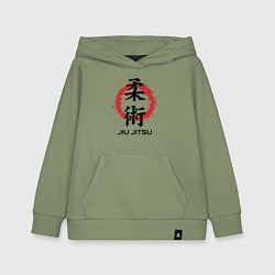 Толстовка детская хлопковая Jiu jitsu red splashes logo, цвет: авокадо