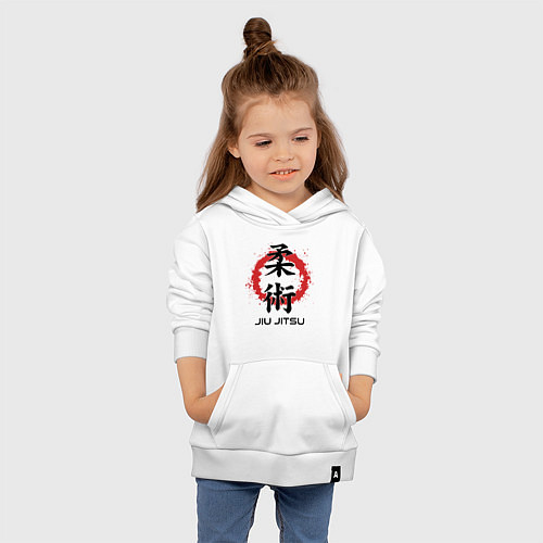 Детская толстовка-худи Jiu jitsu red splashes logo / Белый – фото 4