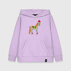 Толстовка детская хлопковая Праздничная лошадкa, цвет: лаванда