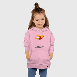 Толстовка детская хлопковая Барт Симпсон - падение, цвет: светло-розовый — фото 2