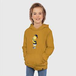 Толстовка детская хлопковая Барт Симпсон болтает по мобильнику, цвет: горчичный — фото 2