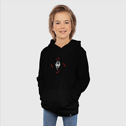 Толстовка детская хлопковая Символ Skyrim в красном ромбе, цвет: черный — фото 2