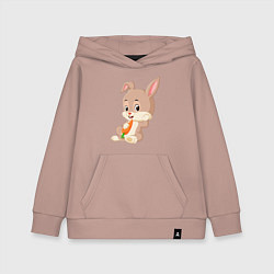Толстовка детская хлопковая Кролик с морковочкой, цвет: пыльно-розовый