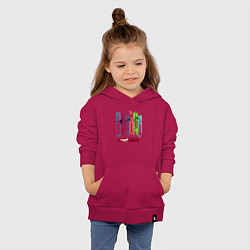 Толстовка детская хлопковая Лисичка в цветных полосках, цвет: маджента — фото 2