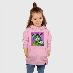 Толстовка детская хлопковая Зеленоглазое котэ виртуального мира, цвет: светло-розовый — фото 2