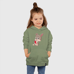 Толстовка детская хлопковая Читающий кролик, цвет: авокадо — фото 2