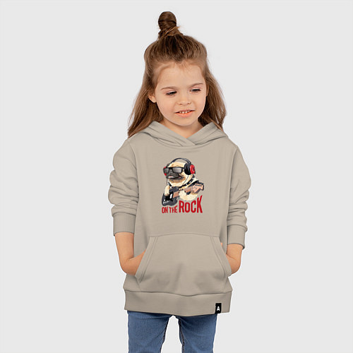 Детская толстовка-худи Крутой мрпс играет на гитаре / Миндальный – фото 4