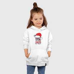 Толстовка детская хлопковая Santa is not dead, skull in red hat, holly, цвет: белый — фото 2