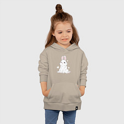 Толстовка детская хлопковая Милый белый зайчик с сердечками, цвет: миндальный — фото 2