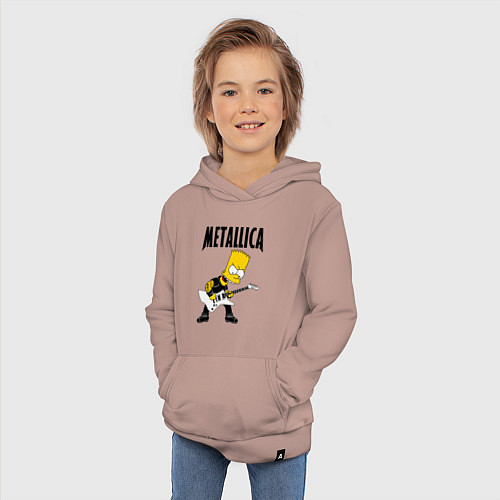 Детская толстовка-худи Металлика Барт Симпсон / Пыльно-розовый – фото 3