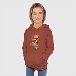 Толстовка детская хлопковая Кот самурай скейтбордист, цвет: кирпичный — фото 2