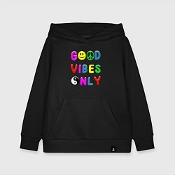 Толстовка детская хлопковая Good vibes only, цвет: черный