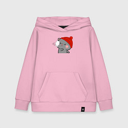 Толстовка детская хлопковая Игра в снежки - серый котик, цвет: светло-розовый