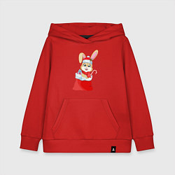 Толстовка детская хлопковая Зайчик в мешке с подарками, цвет: красный