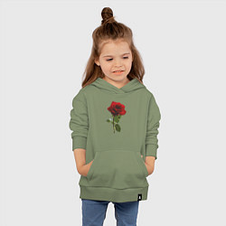 Толстовка детская хлопковая Красивая красная роза, цвет: авокадо — фото 2