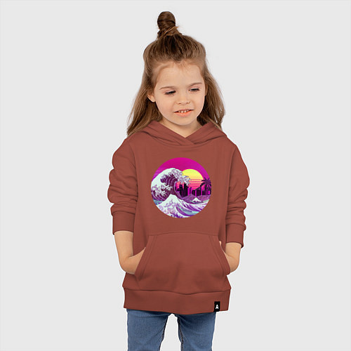 Детская толстовка-худи Ретровейв волна / Кирпичный – фото 4