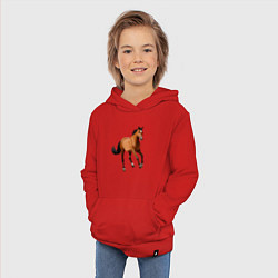 Толстовка детская хлопковая Мустанг лошадь, цвет: красный — фото 2
